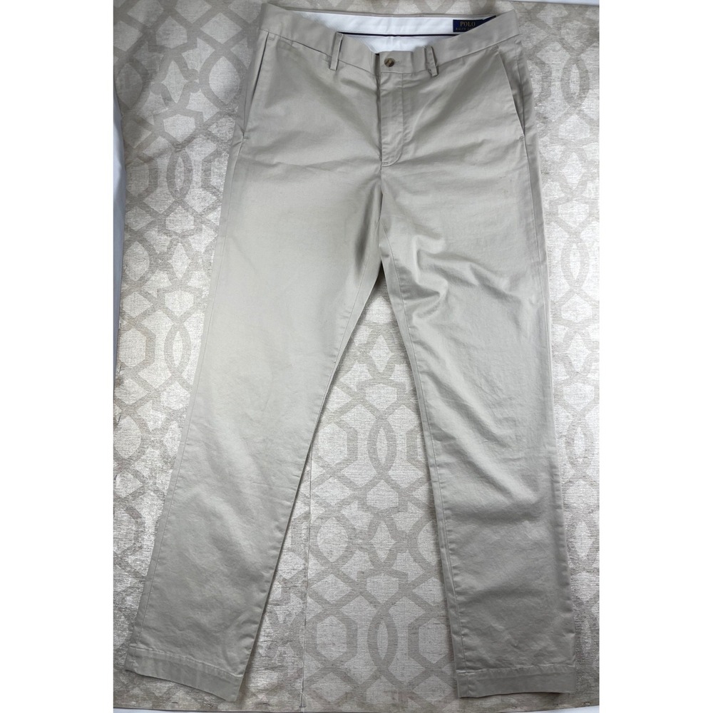 Polo Ralph Lauren Stretch Straight Fit Men 34x34 Tan Chino Pants Cotton Khaki